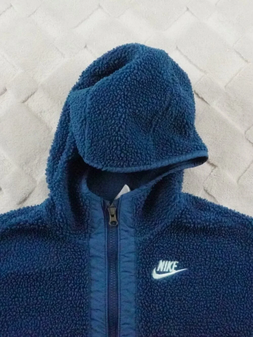 Nike Sherpa Fleece Jacket Kids Extra Small Youth Hooded Blue